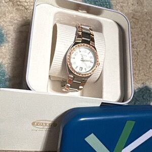 Fossil Two-Tone Rose Gold and Silver Watch